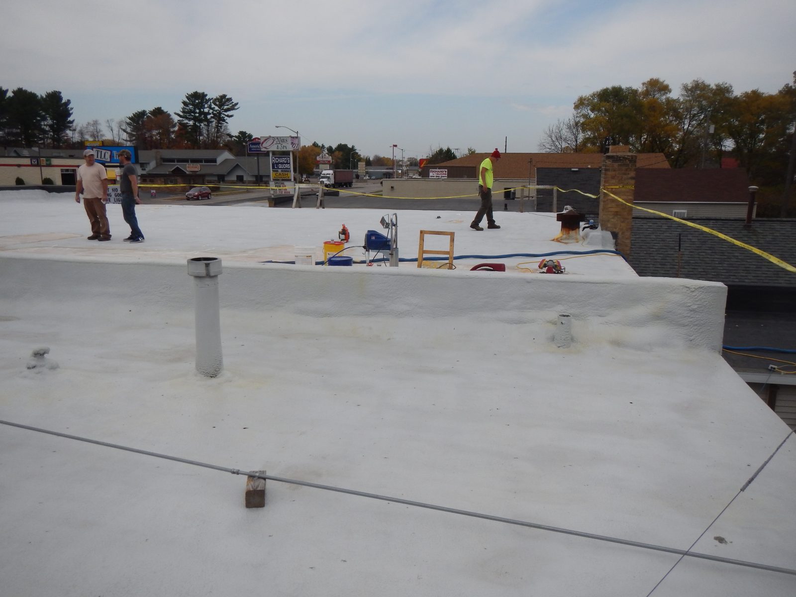 OR-80SLM polyurea roof membrane applied to a commercial roof